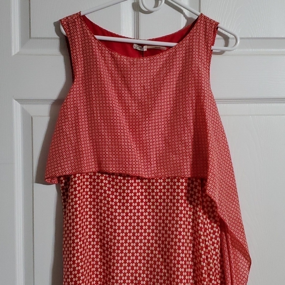 NWT 100% Silk Leon Max Limited Edition Red White Floral Asymmetrical Dress SZ 12